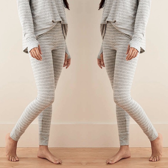 aerie Other - Aerie Matching Grey and White Striped Thermal Lounge Set